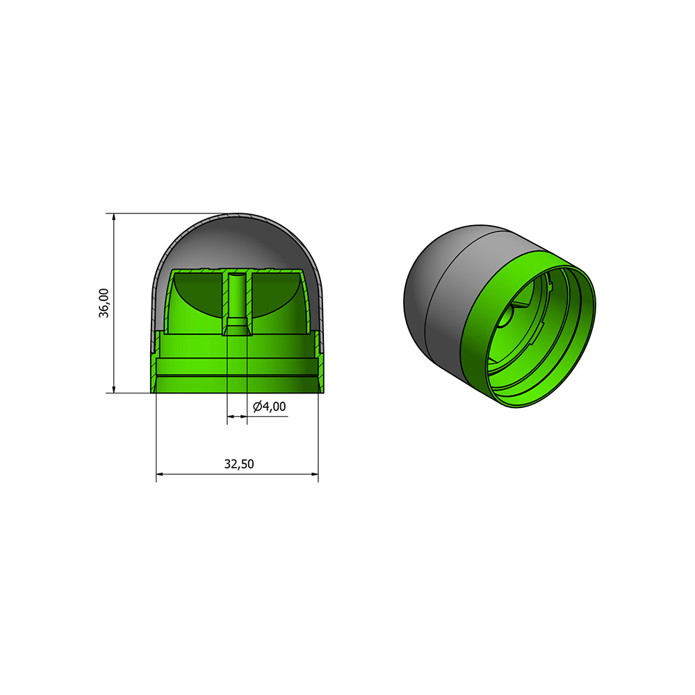 35mm technical drawing actuator caps